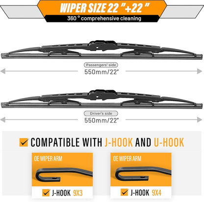 AUTOBOO 26"+19" Windshield Wipers Replacement for Tesla Model 3 2017 2018 2019 2020 2021 2022 2023 2024 2025 Model Y 2020 2021 2022 2023-2025 -Original Factory Quality (Pack of 2) - Colors A