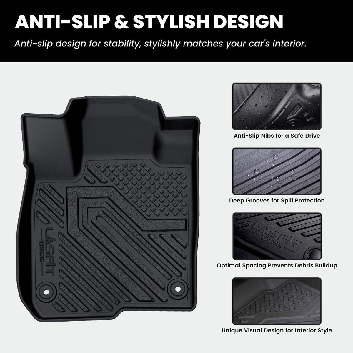 LASFIT Full Set Floor Mats for Honda CR-V 2026 2025 2024 2023 (Gasoline & Hybrid & e:FCEV), All Weather TPE Custom Fit Floor Liners 1st & 2nd Row & Seat Back Mat & Cargo Mat (Upper Position)