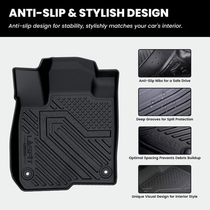 LASFIT Floor Mats for Honda CR-V 2026 2025 2024 2023 (Gasoline & Hybrid & e:FCEV), All Weather TPE Custom Fit Anti-Slip Pet Friendly Car Liners, 1st & 2nd Row Black