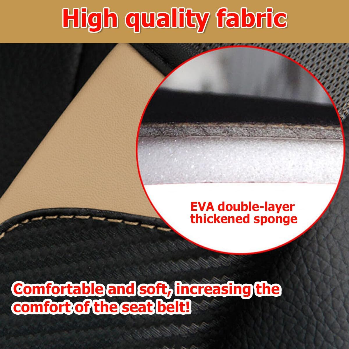 AUCELI 2PCS Car Seat Belt Cover, Carbon Fiber Seatbelt Shoulder Strap Covers, Breathable Leather Soft Harness Pad Protect Your Neck and Shoulder Compatible with Cars