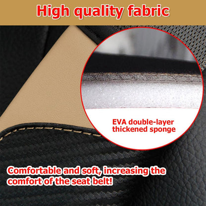 AUCELI 2PCS Car Seat Belt Cover, Carbon Fiber Seatbelt Shoulder Strap Covers, Breathable Leather Soft Harness Pad Protect Your Neck and Shoulder Compatible with Cars