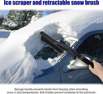Dickno 24 Inch Car Snow Scraper and Brush, Detachable Scratch Free Ice Scraper with Ergonomic Foam Grip, Universal Winter Snow Removal Tool for Car Windshield Window (Black)