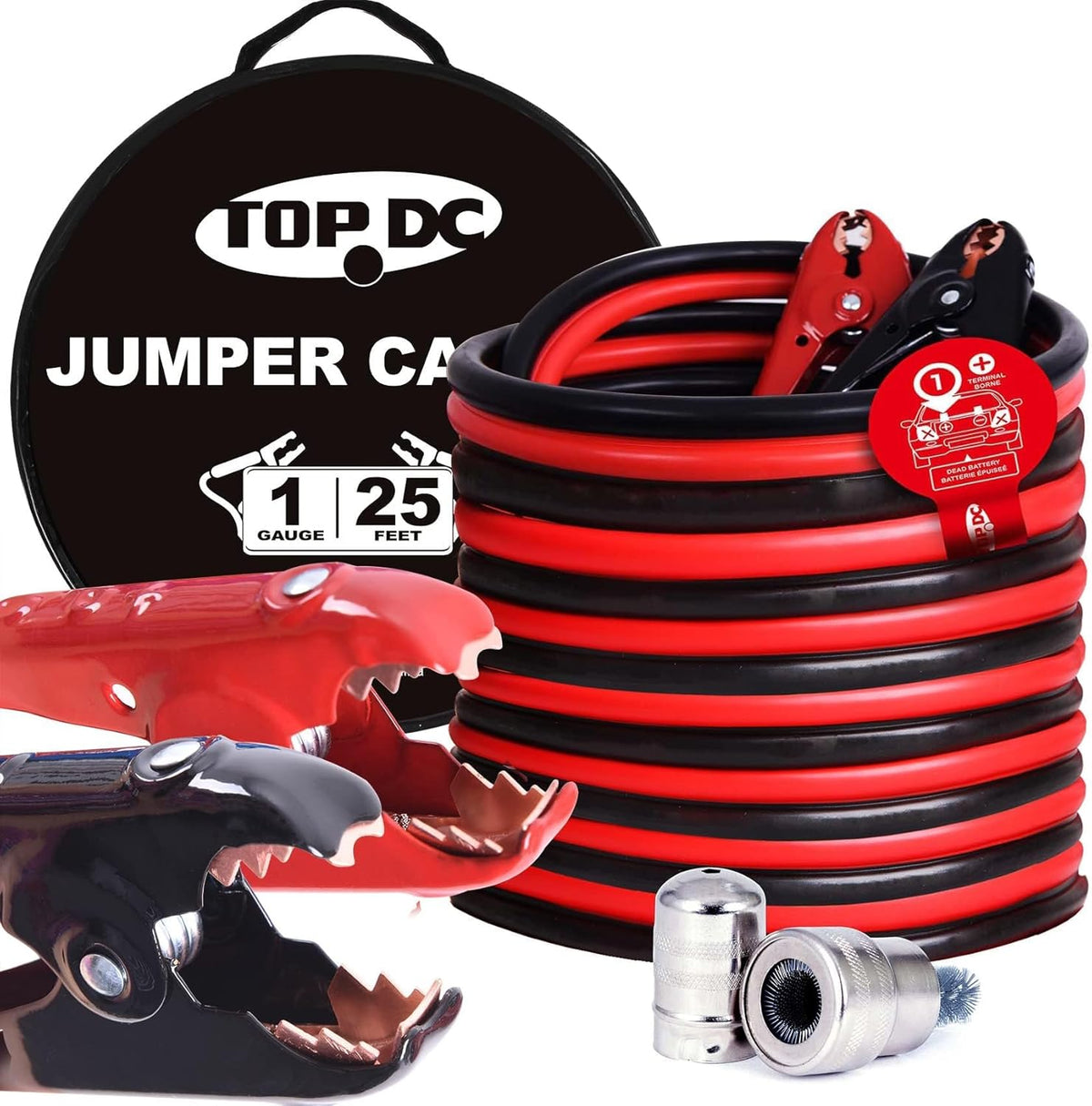 TOPDC 4 Gauge 20 Feet Jumper Cables for Car, SUV and Trucks Battery, Heavy Duty Automotive Booster Cables for Jump Starting Dead or Weak Batteries with Carry Bag, (TD-P0420)