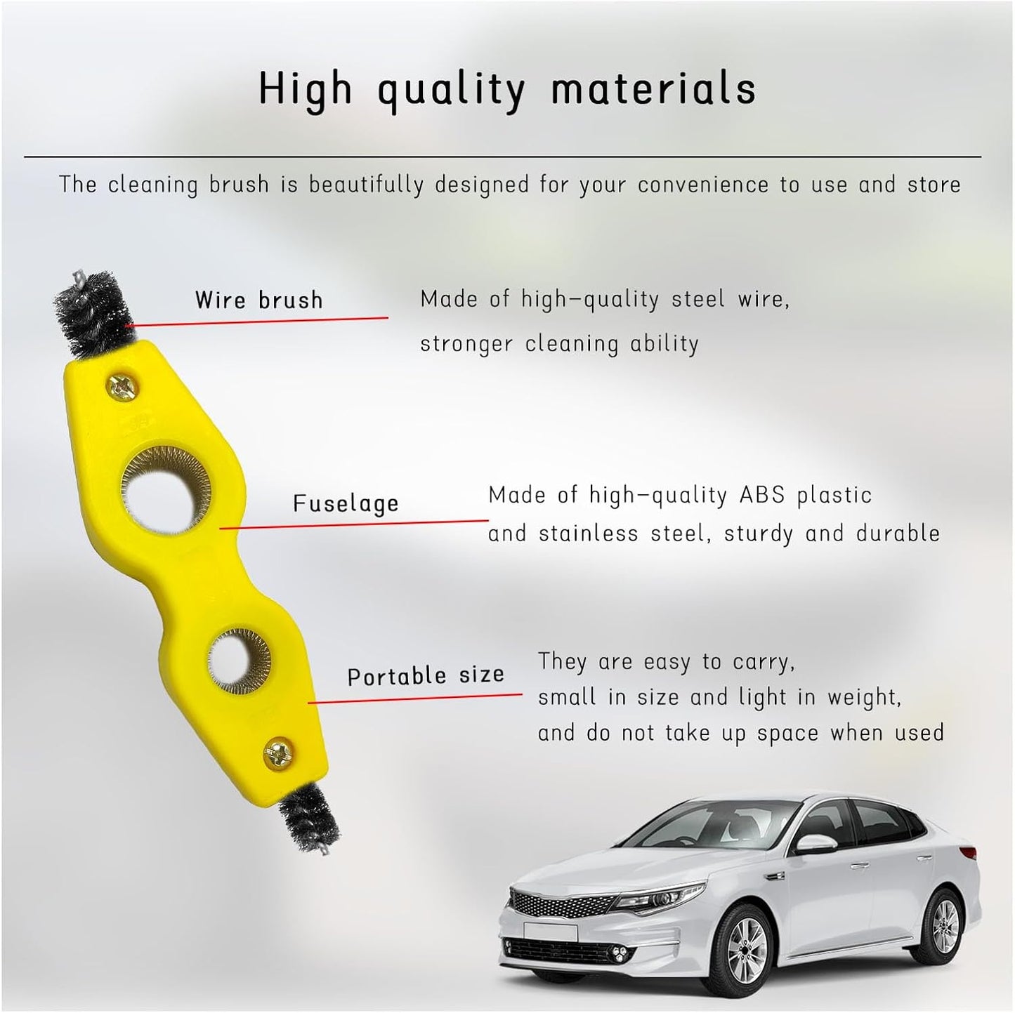 Dickno Car Battery Terminal Cleaning Brush, 4 in 1 Anti-Rust Auto Battery Cleaner with Steel Wire, Universal Vehicle Battery Terminals Machine Parts Cleaning Tool Accessories (Red)