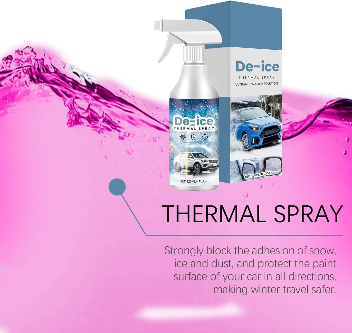 2pcs Deicing Agent, Window Snow Spray, Deicing Spray, Melting Spray, Deicer for Car Windshield, Winter Car Essentials, Fast Ice & Snow Melting Spray（120ml）