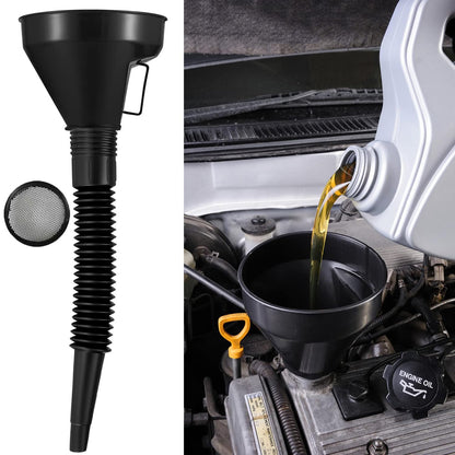 5-Piece Automotive Oil Funnel Set with Flexible Neck, Filter Screen, Wide Mouth for Gas, Oil, Coolant, Engine Oil