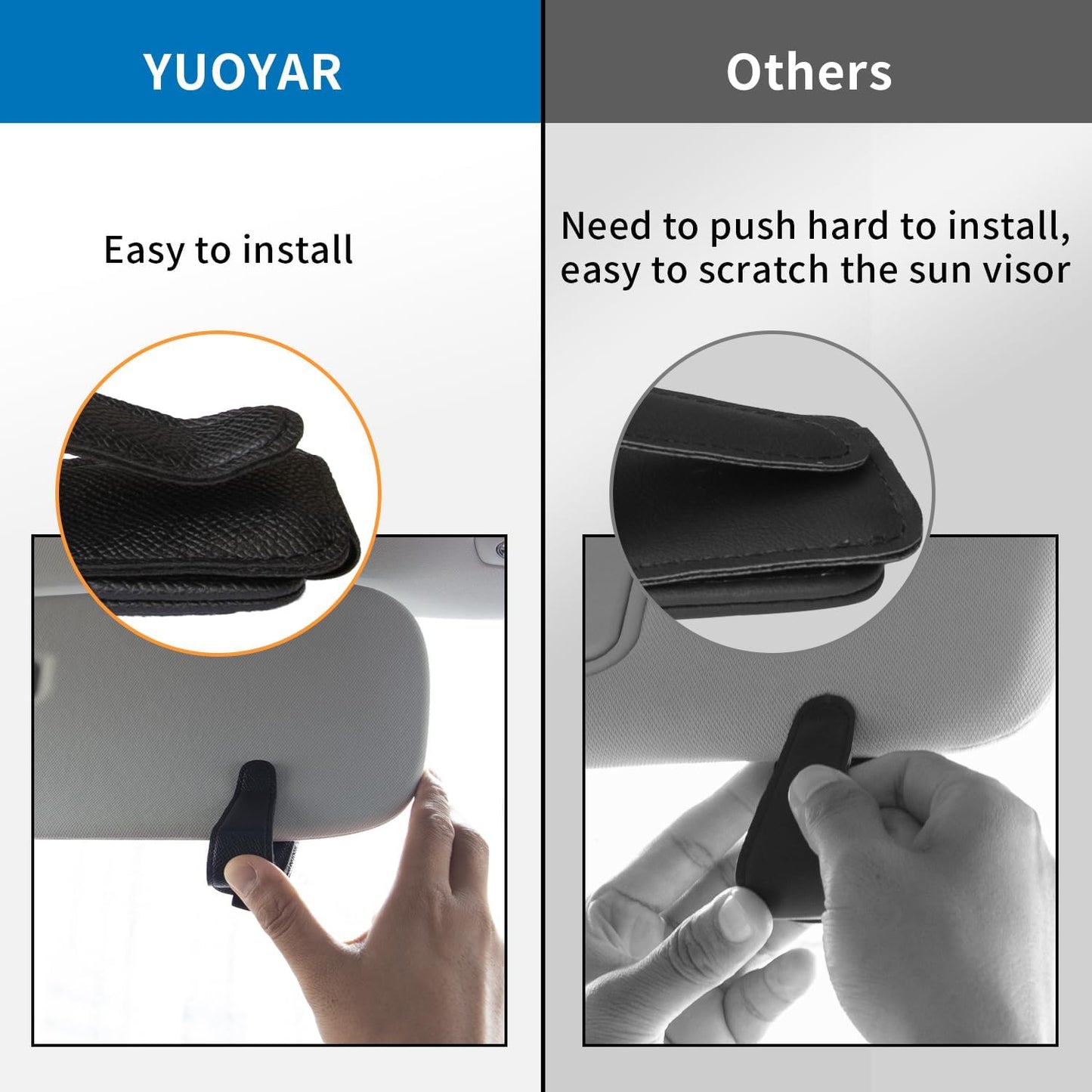 Yuoyar 2 Packs Magnetic Sunglass Holder for Car Visor (Grey) | Magnetic Interior Car Accessories