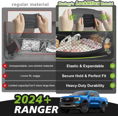 Muslogy Truck Bed Cargo Net Trunk Netting Compatible with 2023-2025 2026 Honda CR-V Accessories, Pickup Cargo Organizer SUV Sedan Storage Net w/Heavy Duty Carabiners - Colors A