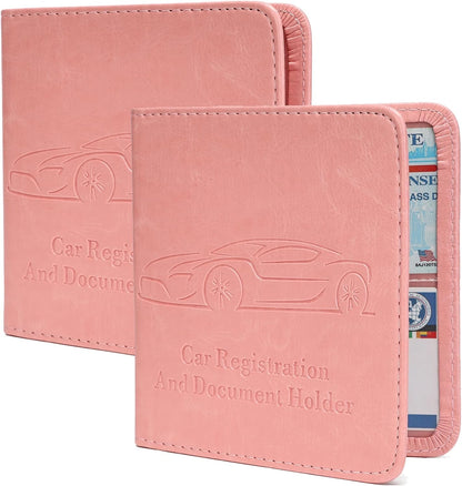 Registration and Insurance Card Holder, Vehicle Glove Box Car Organizer with Magnetic Closure, Interior Car Accessories for Documents, Cards, License Storage, 1-Pack Red