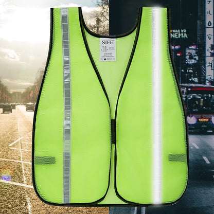 SIFE 10 Pack High Visibility Reflective Safety Vest,Made from Breathable and Neon Orange Mesh Fabric with Stretchable design,light weight for Man and Woman(Orange, 10 pack)