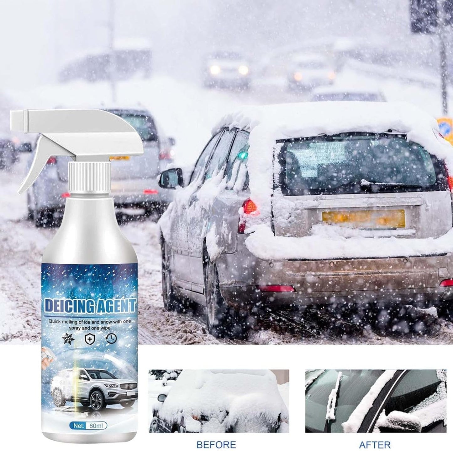 2pcs Deicing Agent, Window Snow Spray, Deicer for Car Windshield, Ice Melting Spray, Powerful Fast Melting Snow Cleaner, Car Accessories