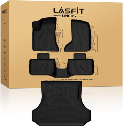 LASFIT Floor Mats for 2019-2025 2026 Ram 2500/3500 Crew Cab Bucket Seat for Carpet & Vinyl Floor (NOT fit Model with PTO Kit), All Weather TPE Custom Fit Car Mats Floor Liners 1st & 2nd Row, Black