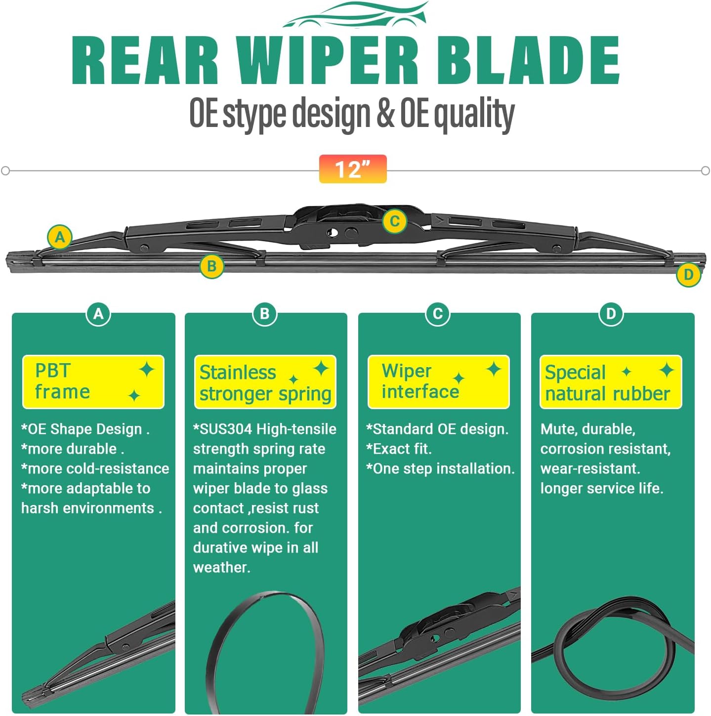 26" 16" 11" Windshield Wiper Blades Replacement for Chevrolet Chevy Trax 2024 2025 2026 Premium All Weather Front Rear Wipers Set - OEM Quality (Pack of 3) - Colors E