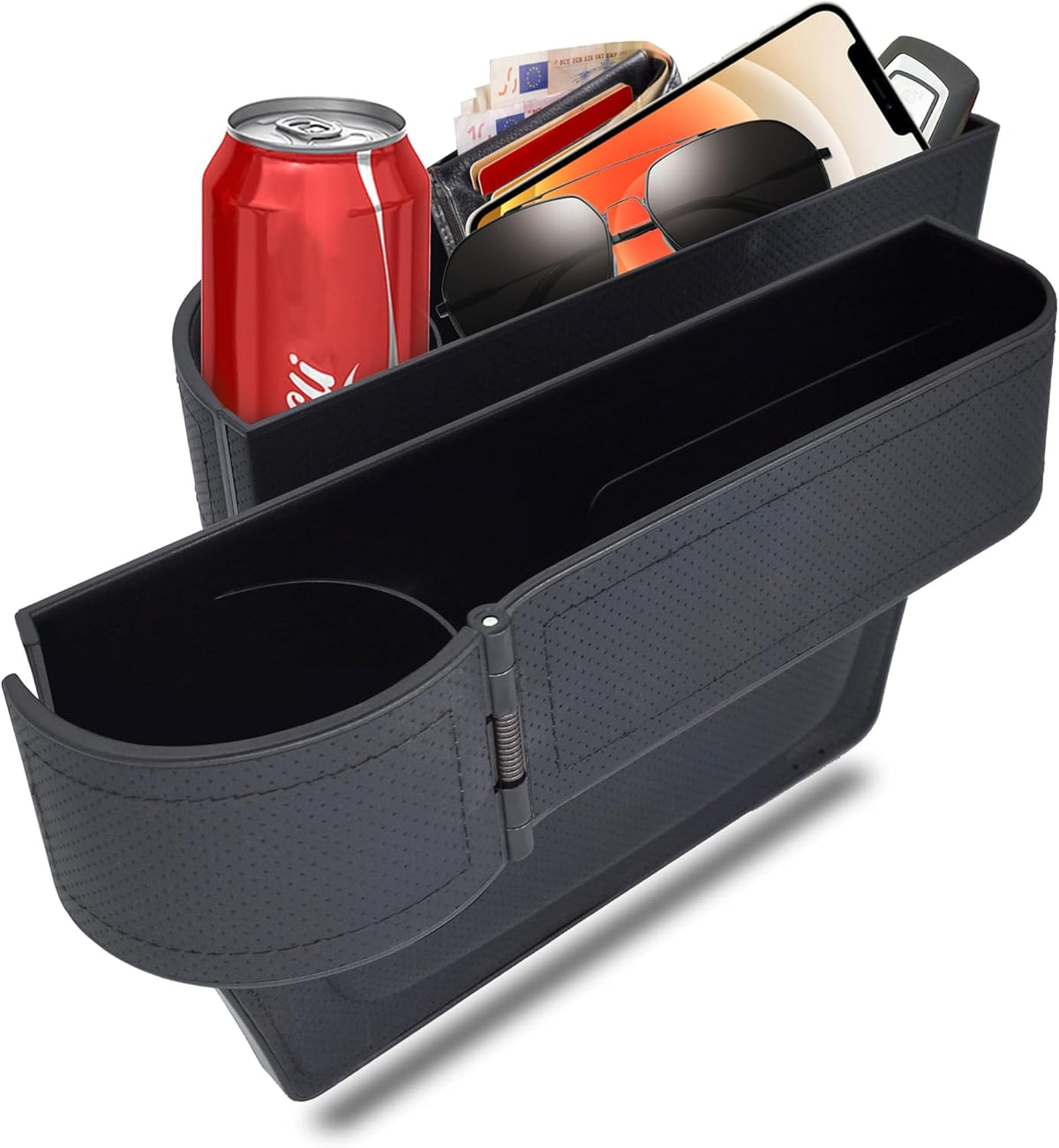 BAILISI Car seat gap filler organizer,multifunctional car seat organizer,Adjustable Cup Holder car console side storage box Holders phone, sunglasses,car accessories(Black)