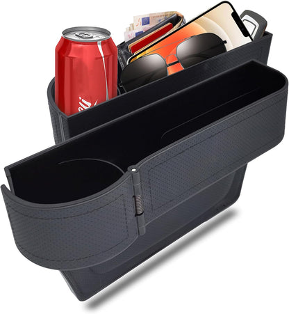 BAILISI Car seat gap filler organizer,multifunctional car seat organizer,Adjustable Cup Holder car console side storage box Holders phone, sunglasses,car accessories(Black)