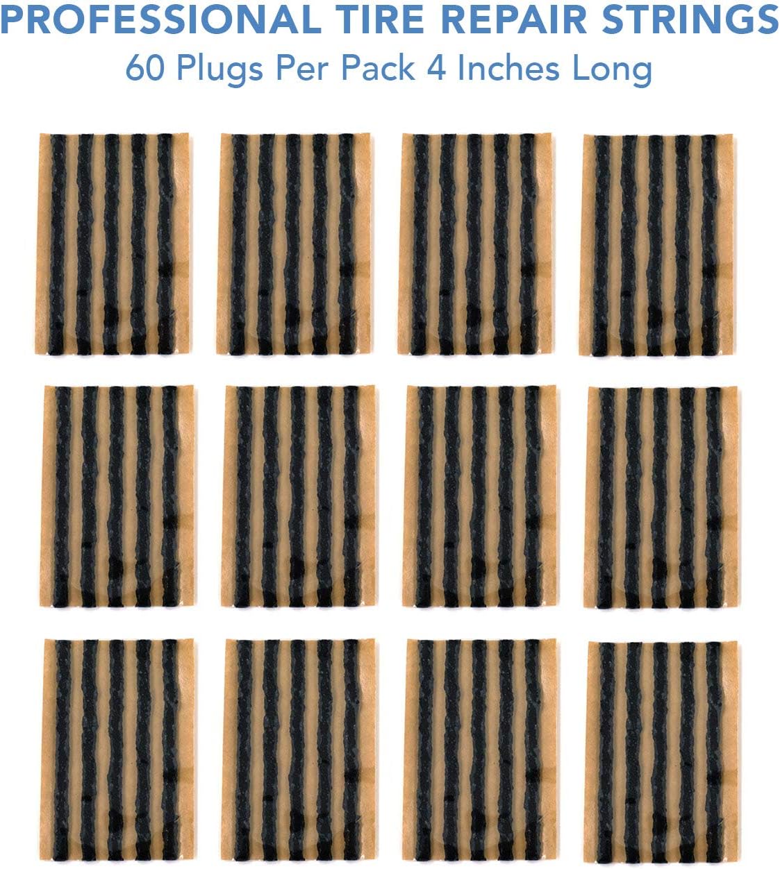 CKAuto 30pcs 4" Black Tire Repair Strings, Automotive Tool Tire Repair Plugs for Tubeless Off-Road Tires Car, Bike, ATV, UTV, Wheelbarrow, Mower