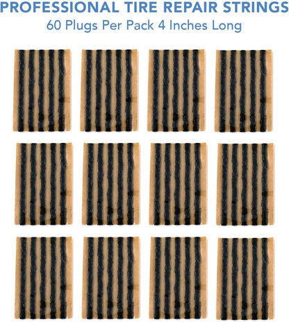 CKAuto 30pcs 4" Black Tire Repair Strings, Automotive Tool Tire Repair Plugs for Tubeless Off-Road Tires Car, Bike, ATV, UTV, Wheelbarrow, Mower