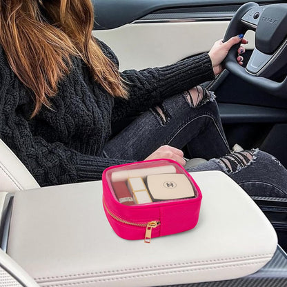Small Clear Makeup Bag for Purse Small Cosmetic Bag Travel Size Toiletry Bags Cute Travel Makeup Bag,Coin Purse,Car Asscessories Organizer Storage Travel Essentials for Women Girls(Clear-Beige)