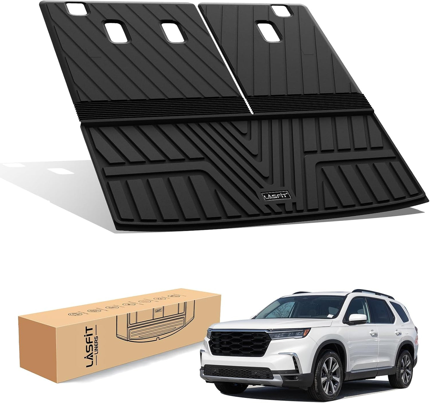 LASFIT Floor Mats and Cargo Liner for Honda CR-V 2026 2025 2024 2023 (Gasoline & Hybrid & e:FCEV), All Weather TPE Car Trunk Mat (Upper Position), 1st & 2nd Row & Trunk Liner Full Set Black
