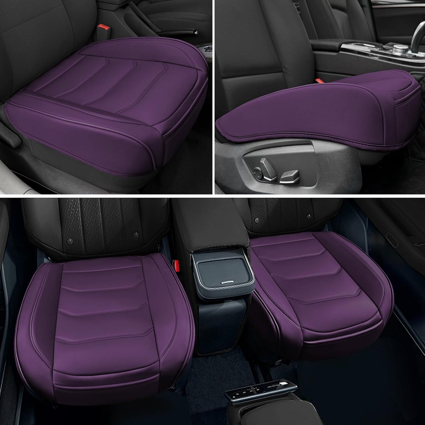 BOPUOVRE Car Seat Cover for Luxury & Comfort - PU Leather, Anti-Slip, Full Wrap Protection with Storage Pocket for Bottom Cushion - Universal Fit for 95% of Vehicles (Black,1 Piece)