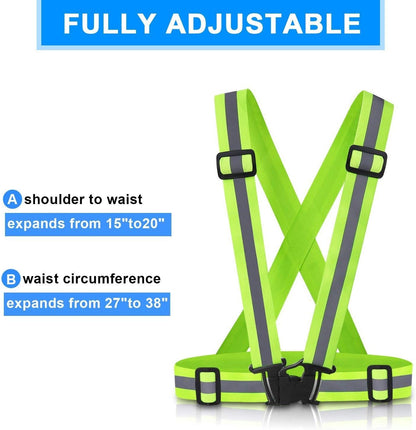 Reflective Vest Running Gear, 2Pack High Visible Safety VES for Cycling Jogging Running Walking, Adjustable for Men Women