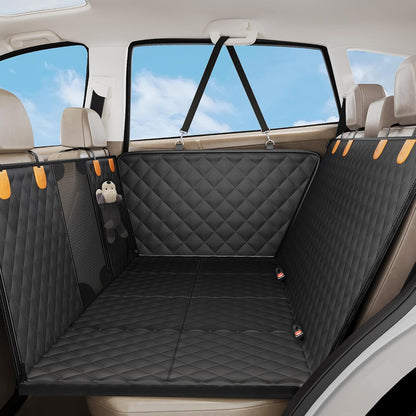 Dog Car Seat Cover for Back Seat, Hard Bottom Back Seat Extender Supports 400lbs, Waterproof Rear Seat Pet Cover, Dog Hammock with Mesh Window for Car SUV