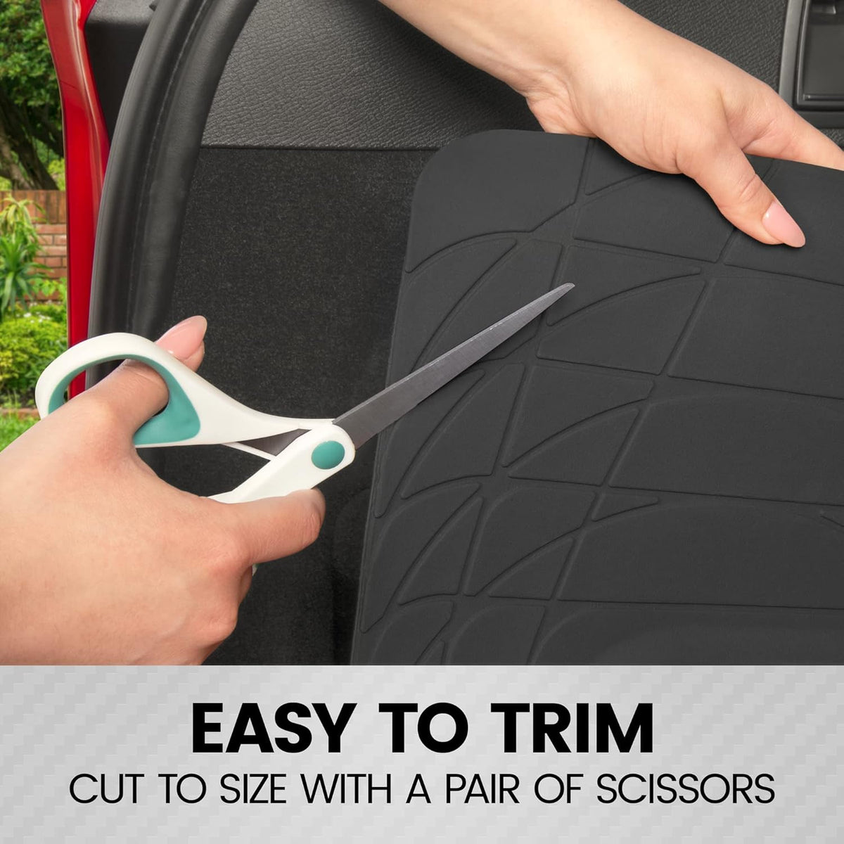Heavy Duty Cargo Liner Floor Mat-All Weather Trunk Protection, Trimmable to Fit & Durable HD Rubber Protection for Car SUV Sedan Auto