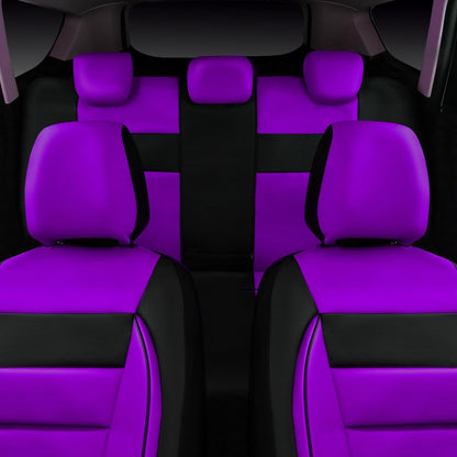 CAR PASS Faux Leather Car Seat Covers Front Seats Only, 3D Foam Support Car Seat Covers, Universal fit for Trucks Vans SUVs Sedans Automotive Comfortable, Airbag Compatible 2 Pieces Front Solid Black