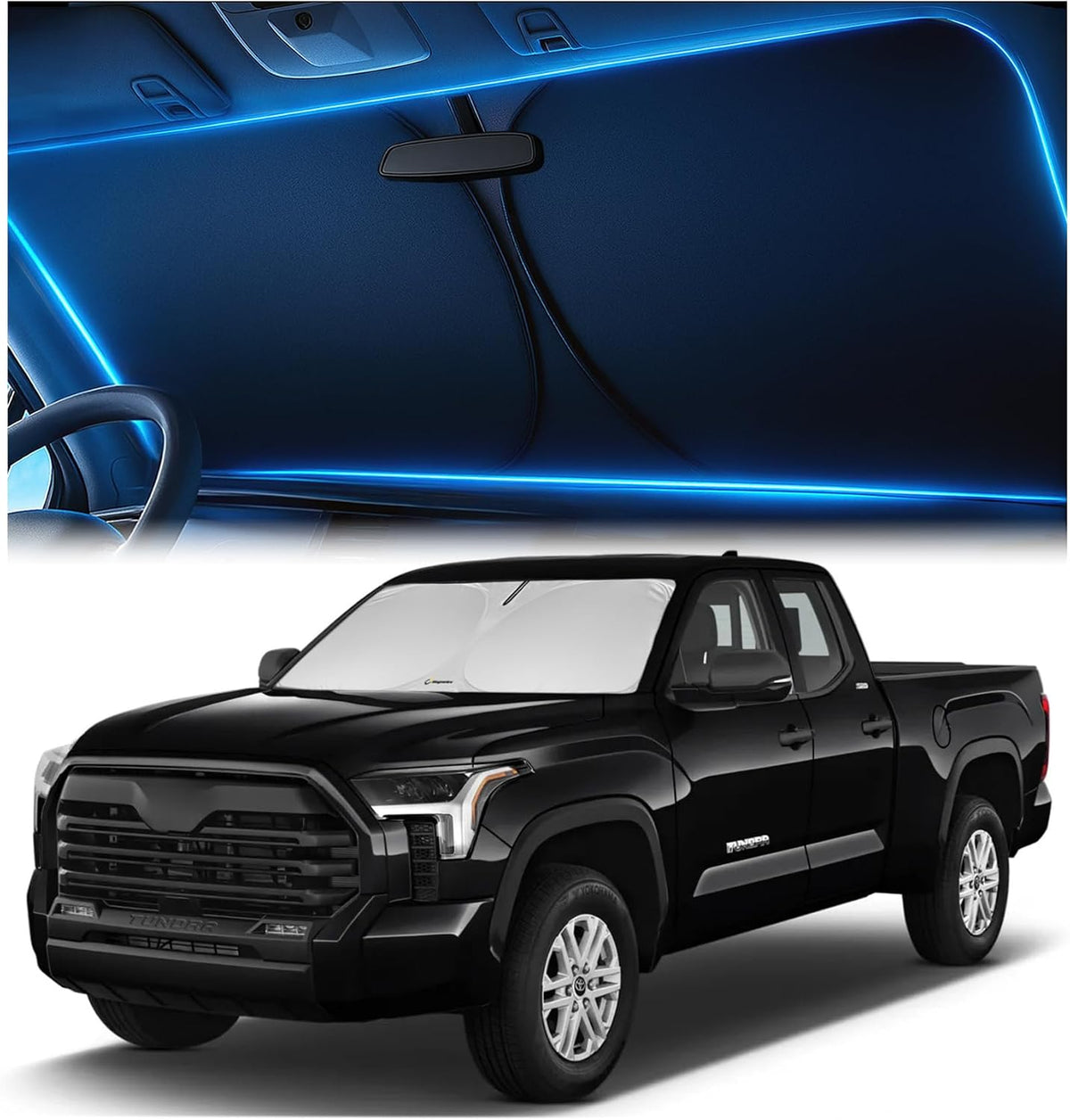 Magnelex Windshield Sun Shade for Dodge RAM 1500 2019-2023 2024 2025 2026, Foldable Car Window Sunshade, Heat & UV Visor Cover, Reflective Front Shades Accessories - Colors A