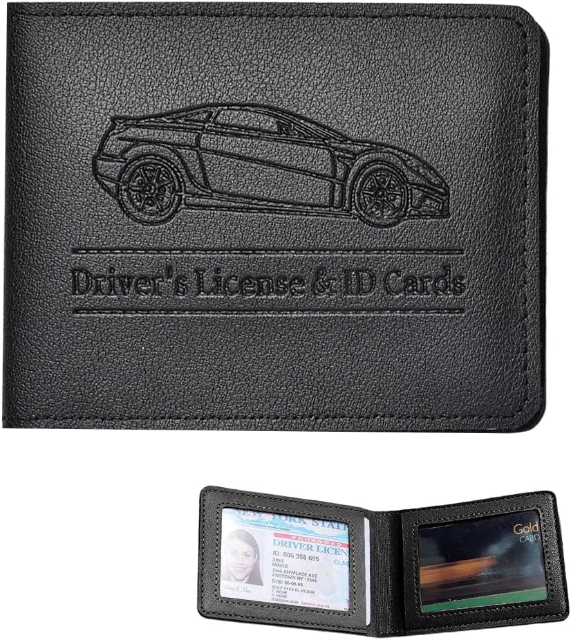 Car Registration Insurance Holder, Vehicle Document Glove Box Organizer, Small Automotive Interior Comparment Driver License Case Accessories for Men Women, Universal Fit (Red)