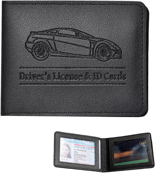 Car Registration Insurance Holder, Vehicle Document Glove Box Organizer, Small Automotive Interior Comparment Driver License Case Accessories for Men Women, Universal Fit (Red)