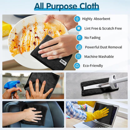 FIXSMITH Microfiber Cleaning Cloth - Pack of 50, Microfiber Towels for Cars 16 x 12 in, Highly Absorbent Cleaning Rags, Lint-Free, Streak-Free Cleaning Cloths for Car Kitchen Home Office