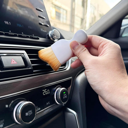 Car Detailing Brush, Soft Bristle Cleaning Brush, Scratch-Free Auto Duster Tool for Dashboard, Air Vents, Leather & Interior Cleaning (Black&Brown)