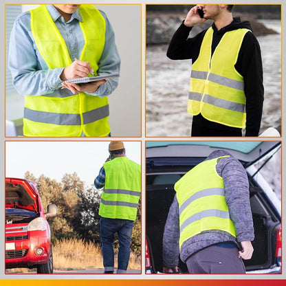DASBET 2 Pack Emergency Warning Triangles with 1 Pack Reflective Vest, Reflective Roadside Safety Triangles with Storage Case, Foldable Warning Triangle for Vehicles Breakdown