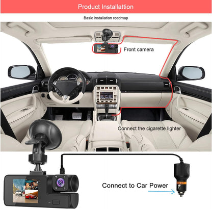 1080P Dual Dash Camera for Car Front and Inside Dashcam Car Security Video Recorder,170°Wide Angle Vehicle Cam,WDR,G-Sensor,2’’ IPS Screen,Loop Recording,Night Vision (Dual Dash Cam Without Card)