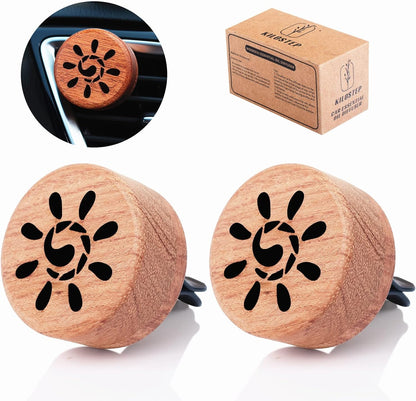 Essential Oil Car Diffuser, 2 PCS Car Aromatherapy Wood Diffuser with Vent Clip