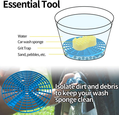 Sutekus Grit Trap Automotive Wash Bucket Insert Wash Bucket Filter Remove Dirt and Debris from Microfiber for Car Wash, Blue