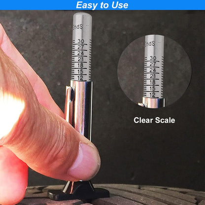 GODESON Tire Tread Depth Gauge,Metal Tread Depth Gauge with Clip,Tire Depth Gauge 32nds for car, Truck, Vehicle, Motocycler etc(Pack of 2)