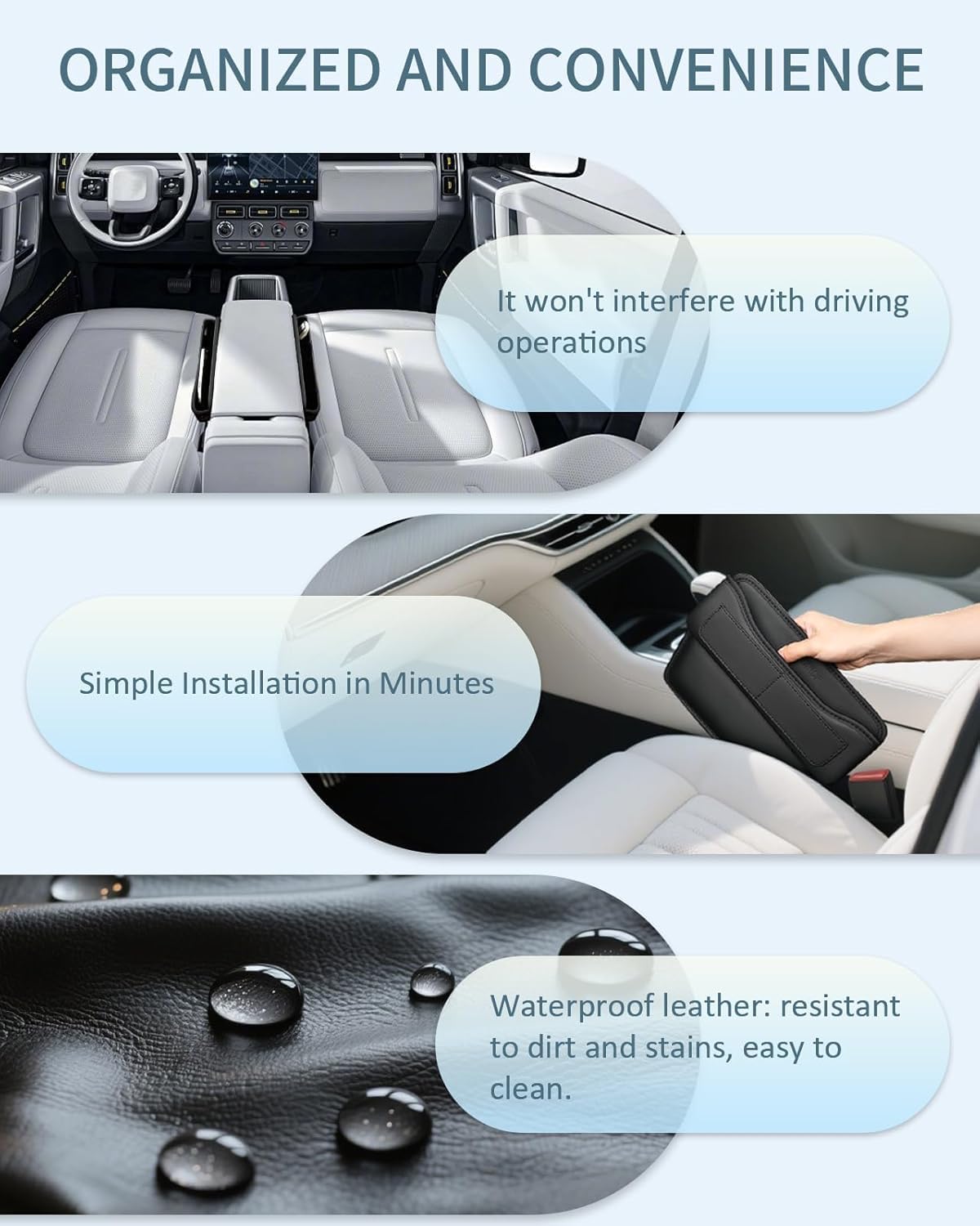 FLORICH Car Seat Gap Filler, Pro-Seats Gap Filler Organizer and Storages 2-in-1, Premium Leather Center Console Organizer, Car Organizer Front Seat Universal Fit for Car SUV Truck