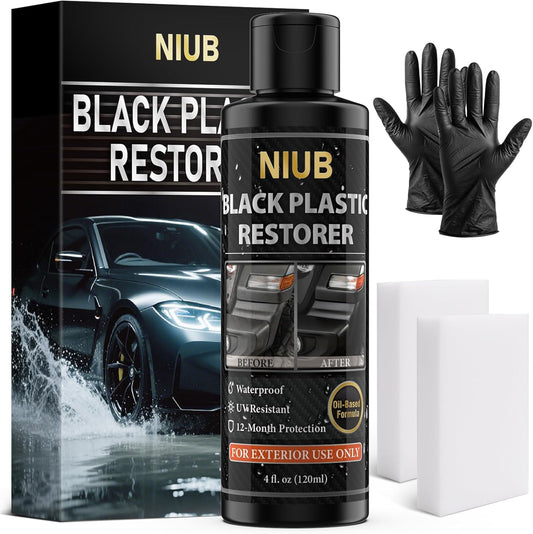 Plastic Restorer for Cars, Black Trim Restorer, Car Plastic Restorer, Plastic Restorer for Car Exterior, Restores Faded Plastic, Waterproof, Long-Lasting Shine & Protection,Outdoor Use Only 120ML