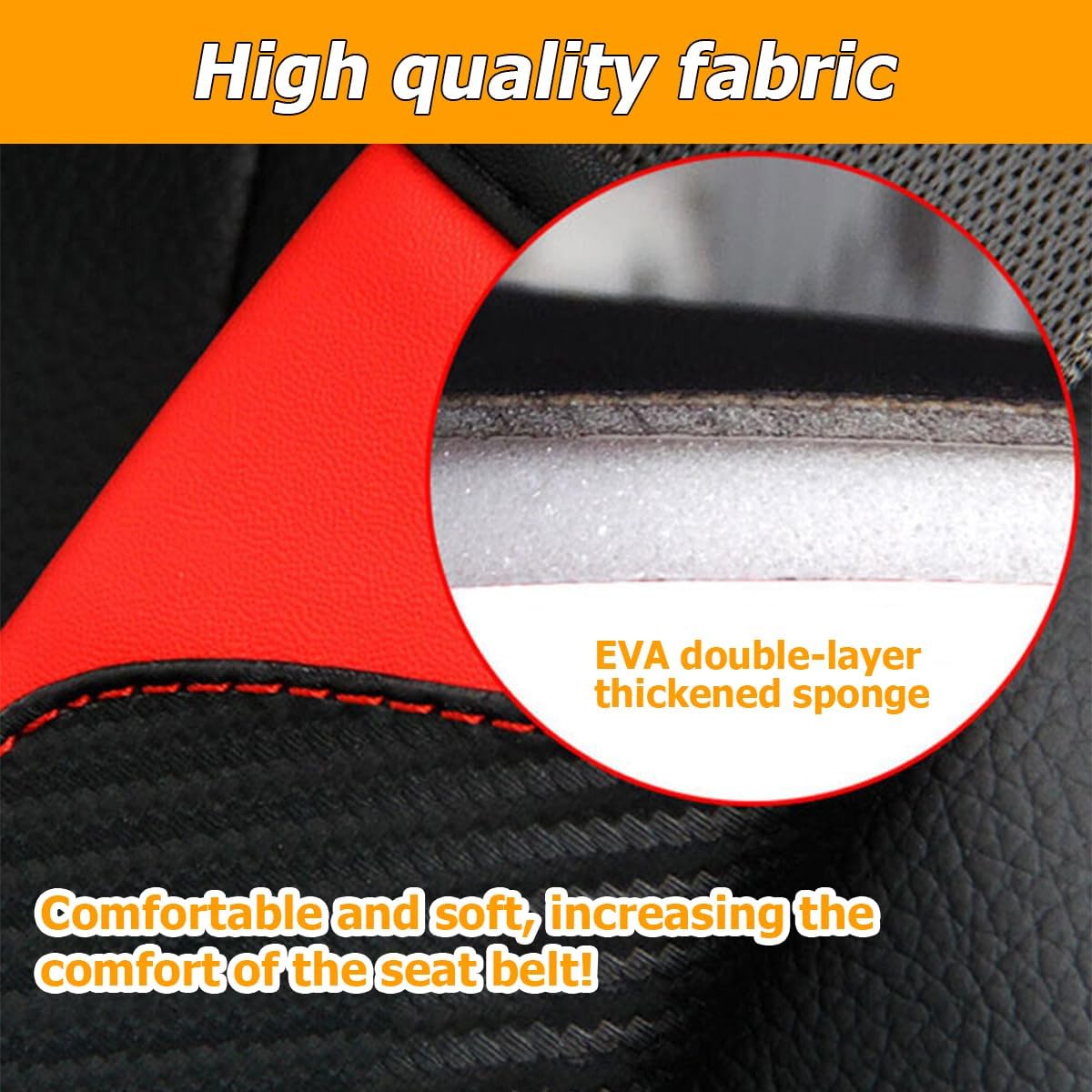 Osilly 2PCS Car Seat Belt Cover, Carbon Fiber Seatbelt Shoulder Protection, Soft Car Seat Belt Strap Cushion Protect Your Neck and Shoulder, Car Accessories Seat Belt Pad for Car Truck (Red)