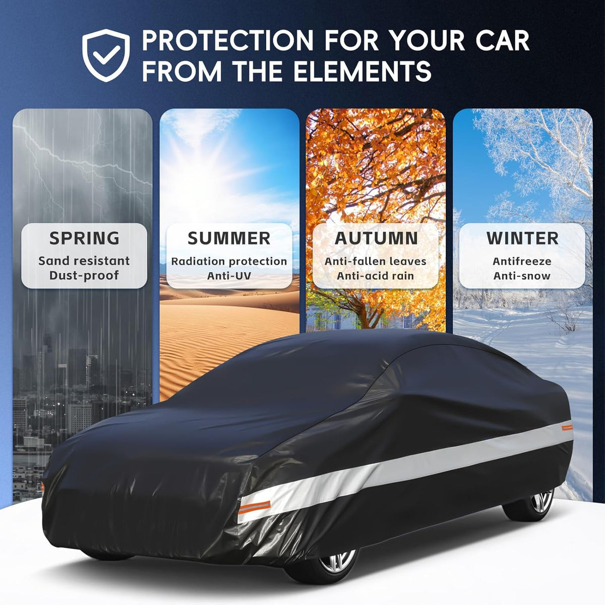 10 Layers Car Cover Custom Fit for Mercedes Benz C Class C250 C300 C43 C63 (1993-2026), Waterproof All Weather for Automobiles, Outdoor Full Cover Sun Dust Rain Protection with Cotton. Black - Colors C