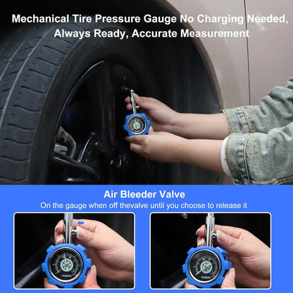 Tire Pressure Gauge 60 PSI/ 4BAR,Tire Gauges for Tire Pressure 1.5" Easy Read Glow Dial, Double Layer Protected Air Gauge 360° Swivel,Certified ANSI B40.1 Accurate for Bicycle,Car,SUV,Moto