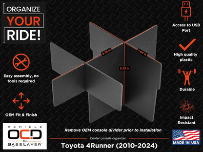 Vehicle OCD - Glove Box Organizer for Toyota 4Runner (2010-2024) and Lexus GX 460 (2010-2023)- Made in USA - SLX164
