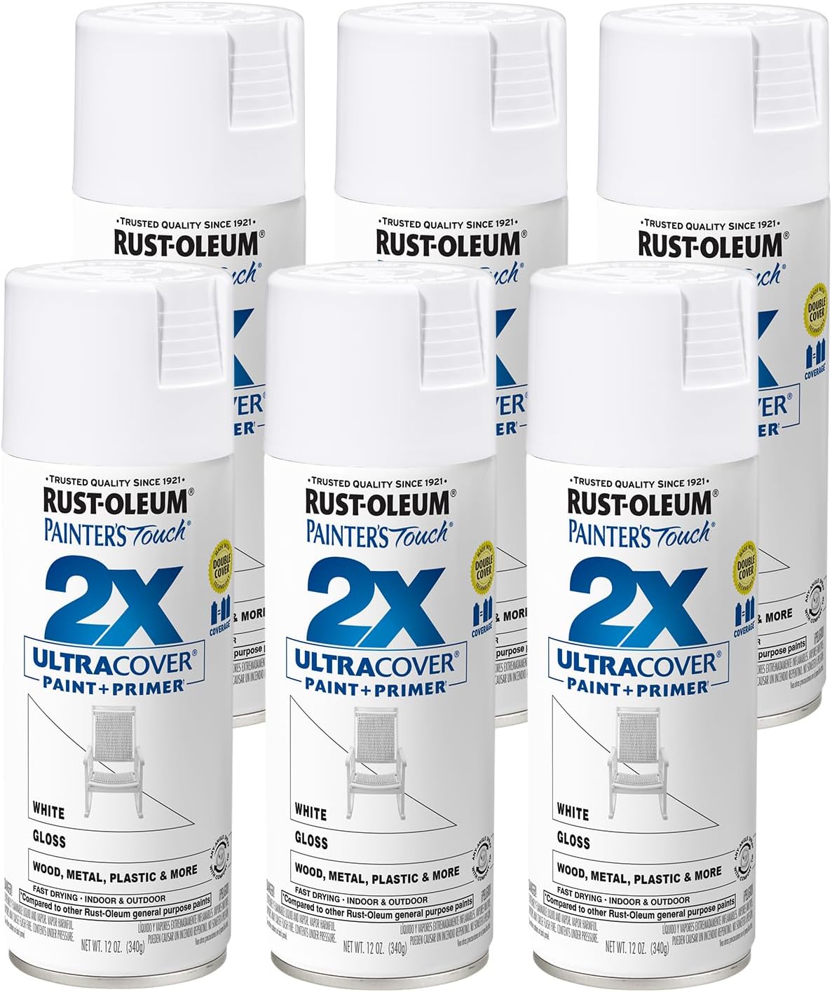 Rust-Oleum 334029 Painter's Touch 2X Ultra Cover Spray Paint, 12 oz, Gloss Clear - Colors F