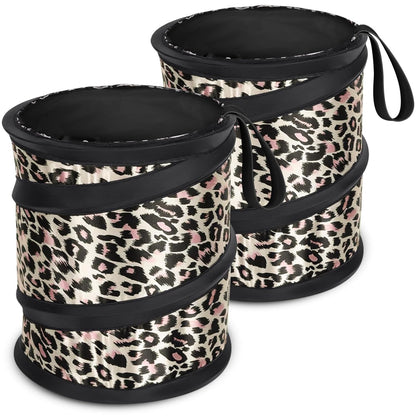 Car Trash Can, 2 Packs Mini Collapsible Pop-up Car Garbage Can, Waterproof Hanging Car Trash Bag with Velcro, Car Trash Bin, Black