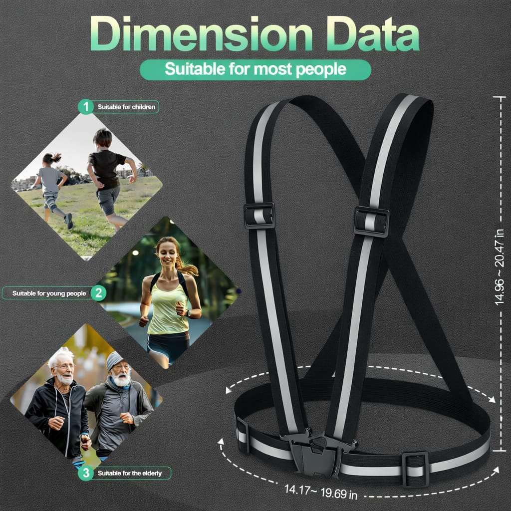 2 Packs Reflective Vest Running Gear, High Visibility Reflective Running Gear Adjustable Elastic Safety Vest for Night Jogging, Biking, Walking or Dog Walking, Running Vest for Men Women Children