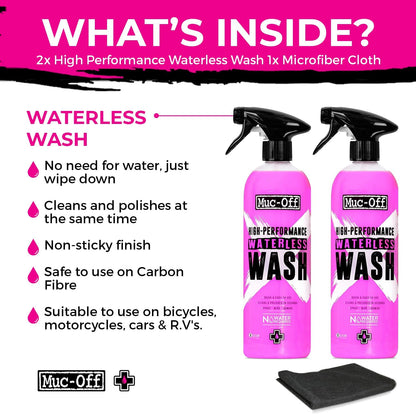 Muc-Off High Performance Waterless Bike Wash 750ml (Pack of 1) | Spray & Wipe Bike Cleaner | No Water Needed | Safe on Carbon Fibre | Cleans & Polishes with a Streak-Free Finish