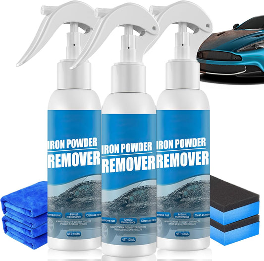 Car Rust Removal Spray,Iron Powder Remover,Rustout Instant Remover Spray,Multifunctional Paint Cleaner Car Maintenance Powder Spray Rust Remover Iron Cleaning,Iron Powder Remover for Car (3PCS*100ML)