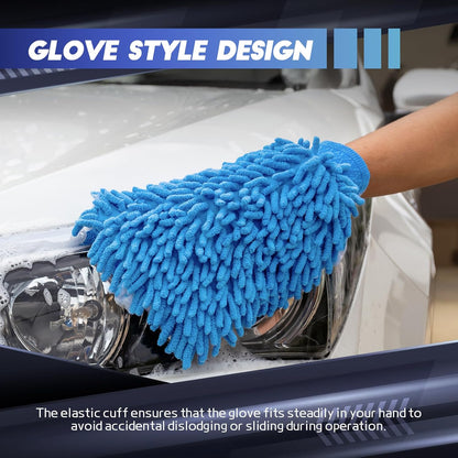 wuyaoyao 2PCS Car Wash Mitt, 10.14"×7.12" Chenille Microfiber Car Wash Mitts, Scratch-Free & Lint-Free, Absorbent Double Sided Clean Glove for Cars Cleaning, Auto Cleaning Supplies (Orange)